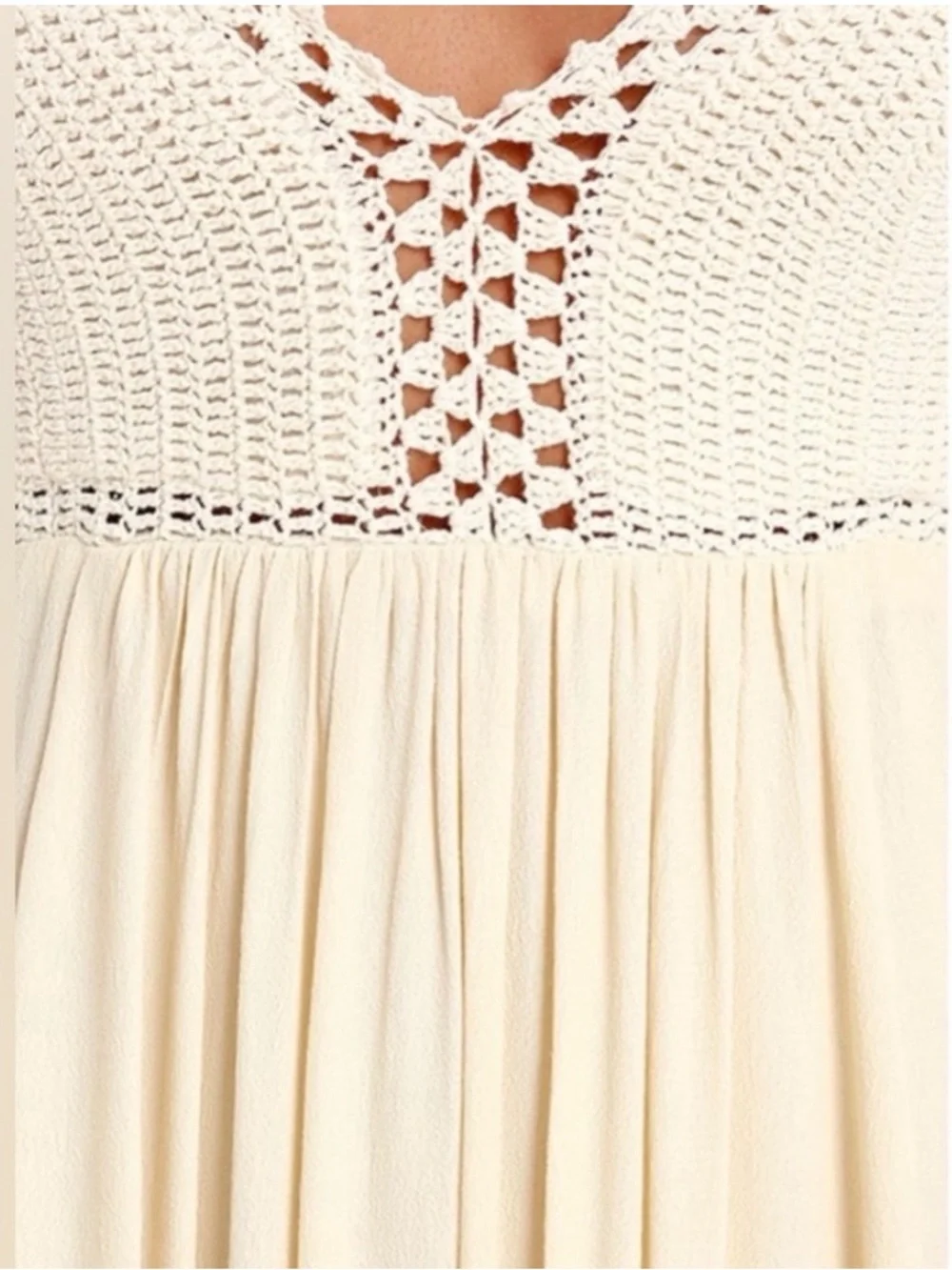 Lulu's Cream Maxi Dress with Crochet Bodice - Picture 5 of 9